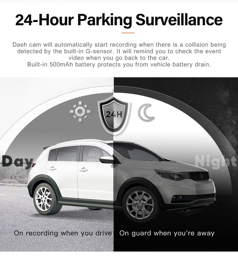 70mai Dash Cam Lite 2'' LCD Screen 1080P Resolution 70mai Lite Car Cam Recorder 24H Parking Monitor 70mai Car DVR Mobile App