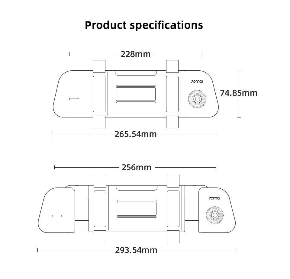 2020 New 9.35 Inch Full Screen 70mai Rearview Dash Cam Wide 1080P Auto Cam 130FOV 70mai Mirror Car Recorder Stream Media Car DVR