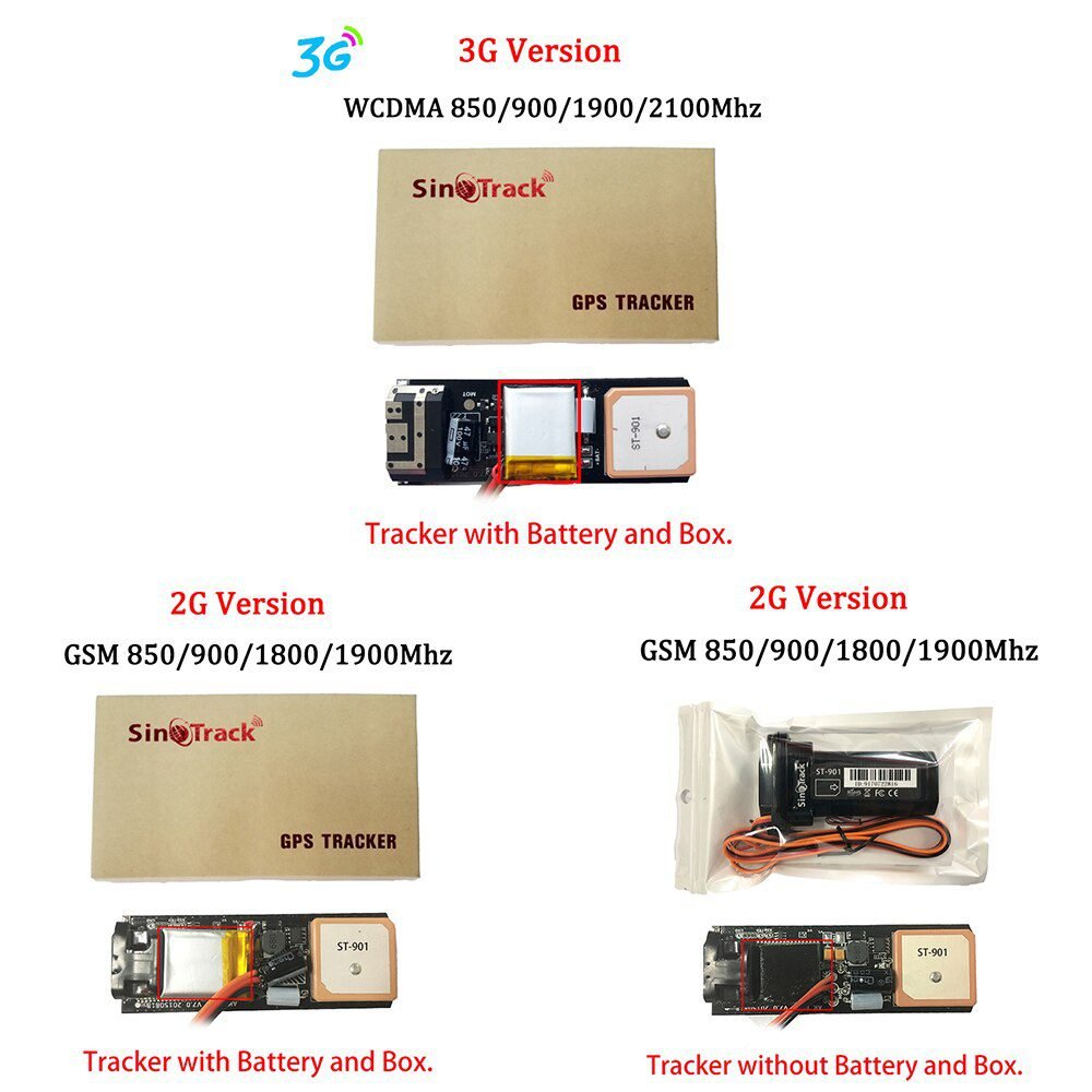 Mini Waterproof Builtin Battery GSM GPS tracker 3G WCDMA device ST-901 for Car Motorcycle Vehicle Remote Control Free Web APP