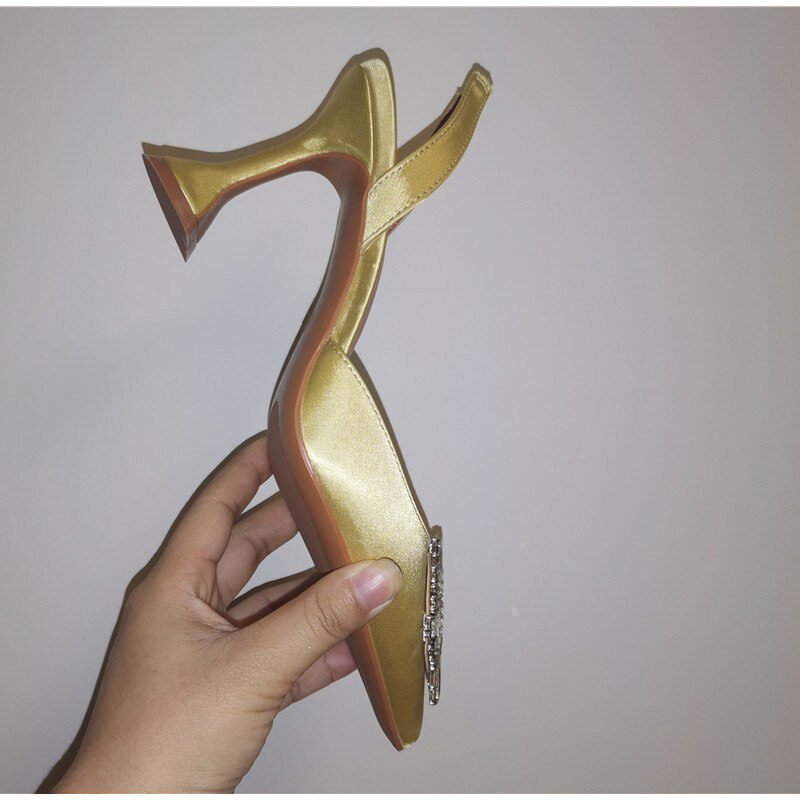 2021 Brand women Pumps luxury Crystal Slingback High heels Summer bride Shoes Comfortable triangle Heeled Party Wedding Shoes