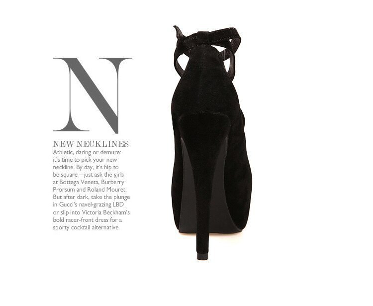 Shoes Woman Pumps Cross-Tied Ankle Strap Wedding Party Shoes Platform Dress Women Shoes High Heels Suede Ladies Shoes Plus Size