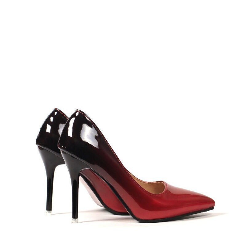 Aphixta Pointed Toe Women Thin Heel Shoes 10cm Heels Pointed Toe Patent Leather Wedding Party Shoes Woman Big Size 48