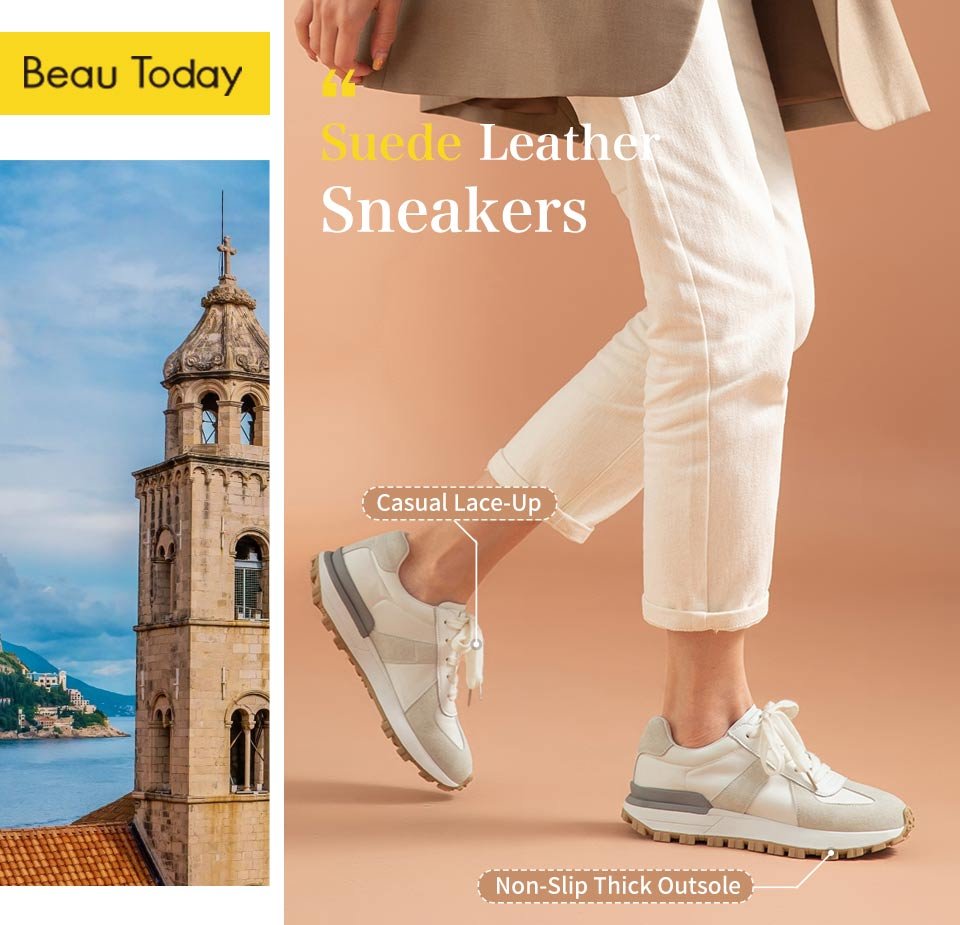 BeauToday Casual Sneakers Women Suede Leather Patchwork Mixed Colors Lace-Up Round Toe Platform Shoes Lady Flats Handmade 29121