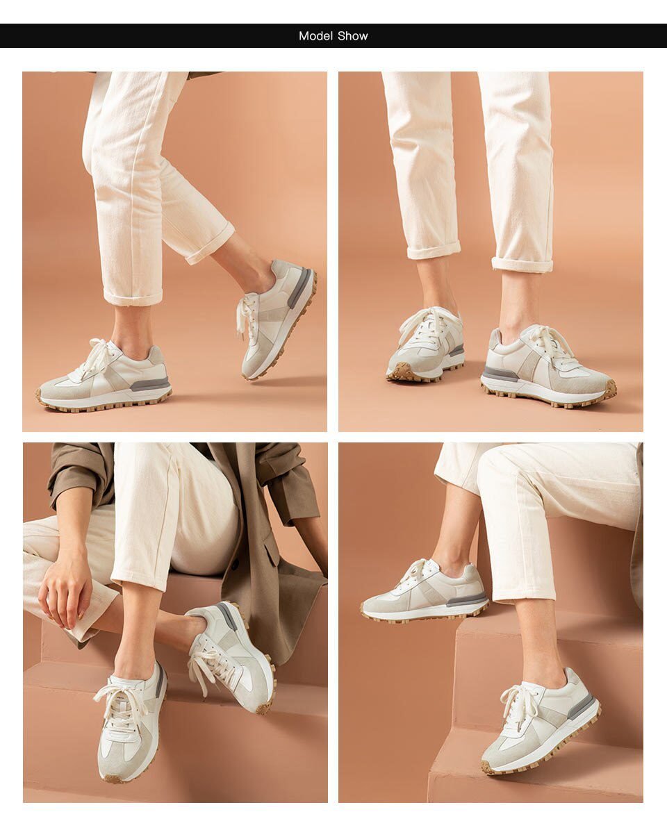 BeauToday Casual Sneakers Women Suede Leather Patchwork Mixed Colors Lace-Up Round Toe Platform Shoes Lady Flats Handmade 29121