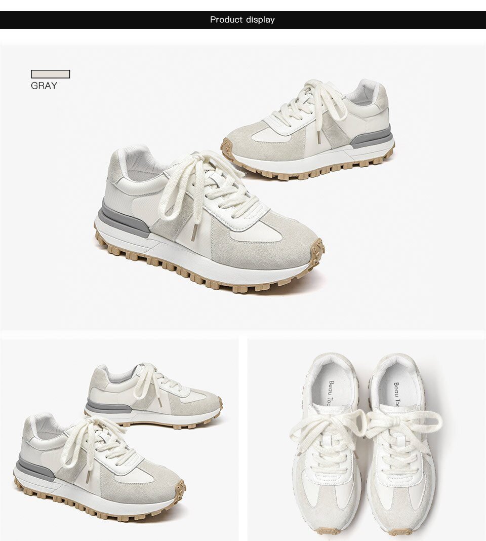 BeauToday Casual Sneakers Women Suede Leather Patchwork Mixed Colors Lace-Up Round Toe Platform Shoes Lady Flats Handmade 29121