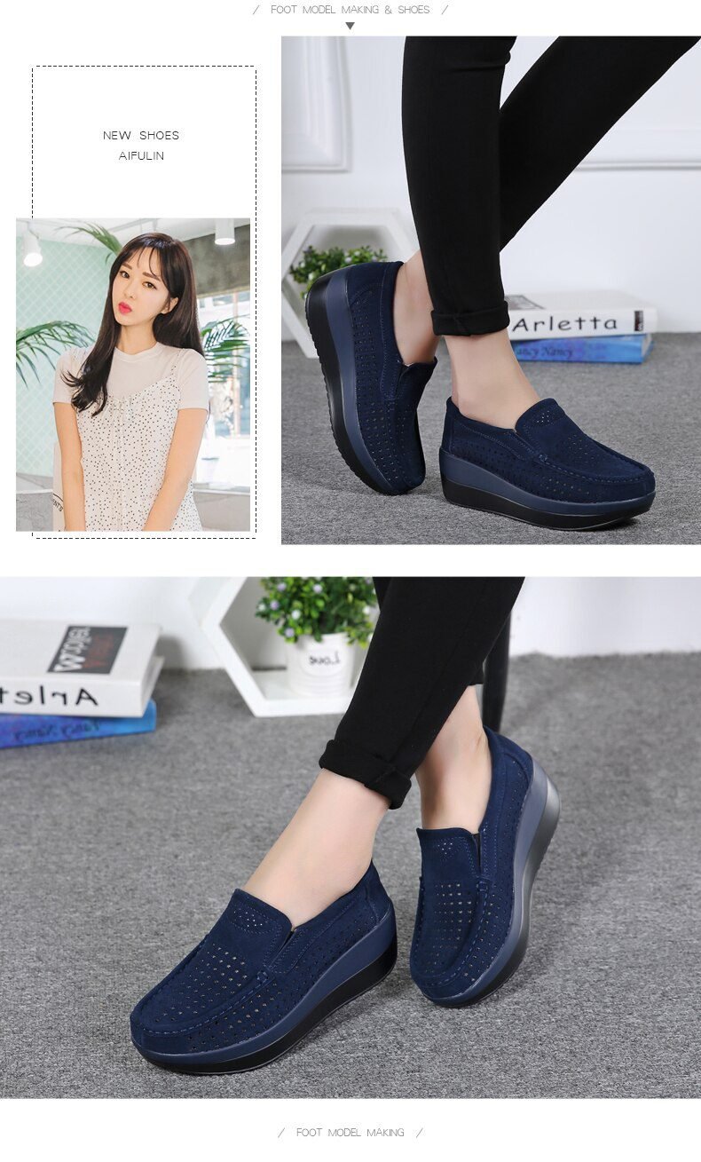 2020 Spring Women Shoes Platform Flats Sneakers Women Suede Leather Women Casual Shoes Slip On Flats Heels Creepers Moccasins