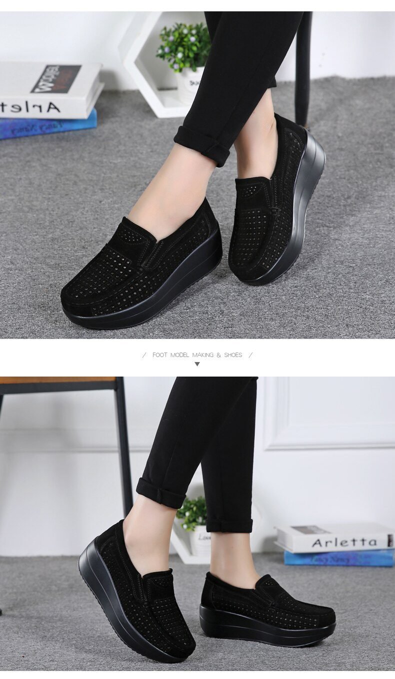 2020 Spring Women Shoes Platform Flats Sneakers Women Suede Leather Women Casual Shoes Slip On Flats Heels Creepers Moccasins
