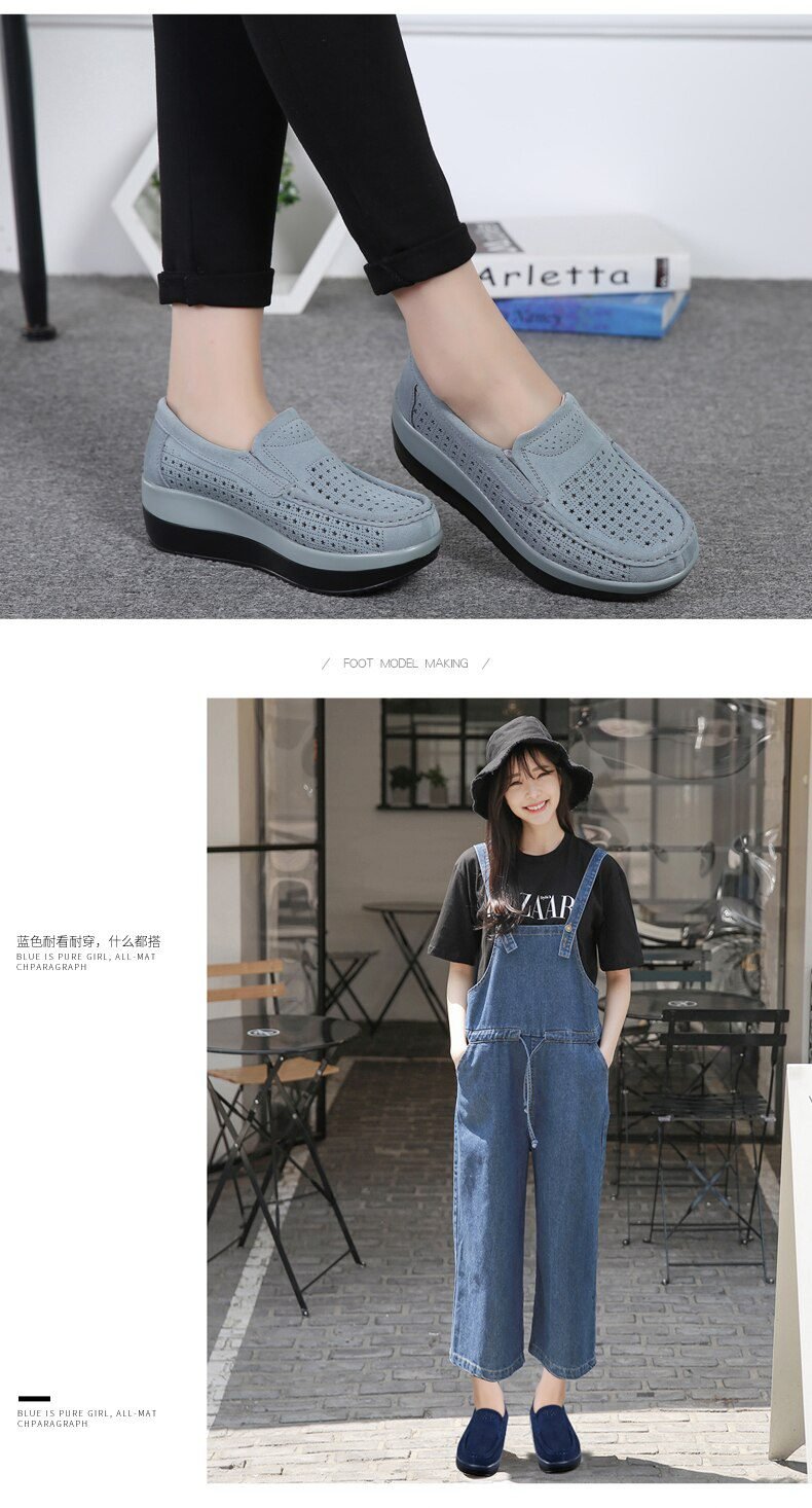 2020 Spring Women Shoes Platform Flats Sneakers Women Suede Leather Women Casual Shoes Slip On Flats Heels Creepers Moccasins