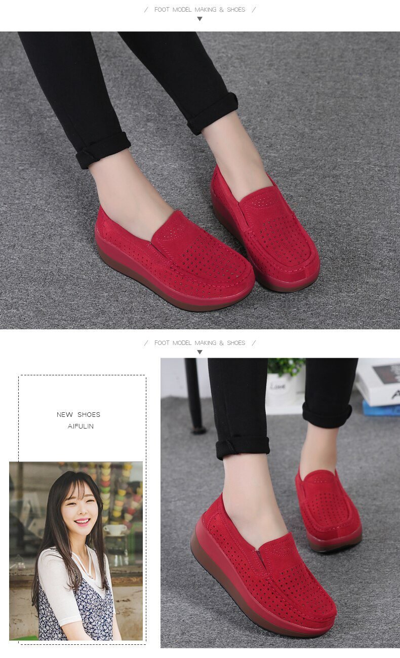 2020 Spring Women Shoes Platform Flats Sneakers Women Suede Leather Women Casual Shoes Slip On Flats Heels Creepers Moccasins