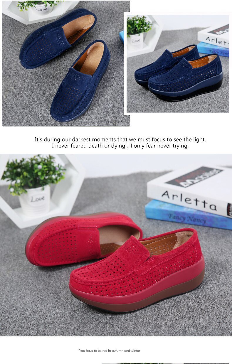 2020 Spring Women Shoes Platform Flats Sneakers Women Suede Leather Women Casual Shoes Slip On Flats Heels Creepers Moccasins