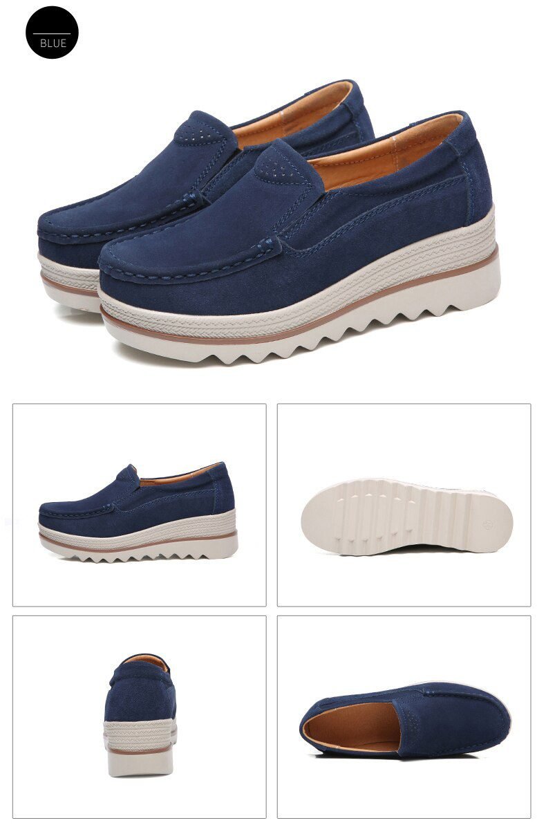 2020 Spring Women Shoes Platform Flats Sneakers Women Suede Leather Women Casual Shoes Slip On Flats Heels Creepers Moccasins