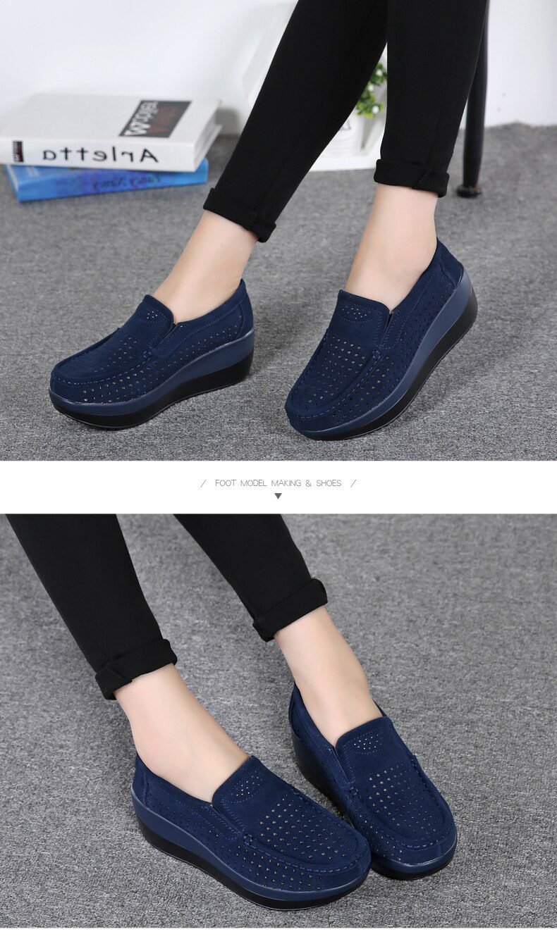 2020 Spring Women Shoes Platform Flats Sneakers Women Suede Leather Women Casual Shoes Slip On Flats Heels Creepers Moccasins