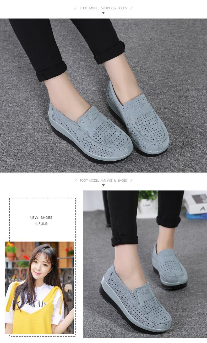 2020 Spring Women Shoes Platform Flats Sneakers Women Suede Leather Women Casual Shoes Slip On Flats Heels Creepers Moccasins