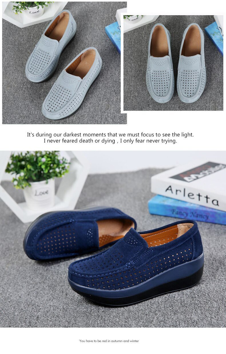 2020 Spring Women Shoes Platform Flats Sneakers Women Suede Leather Women Casual Shoes Slip On Flats Heels Creepers Moccasins