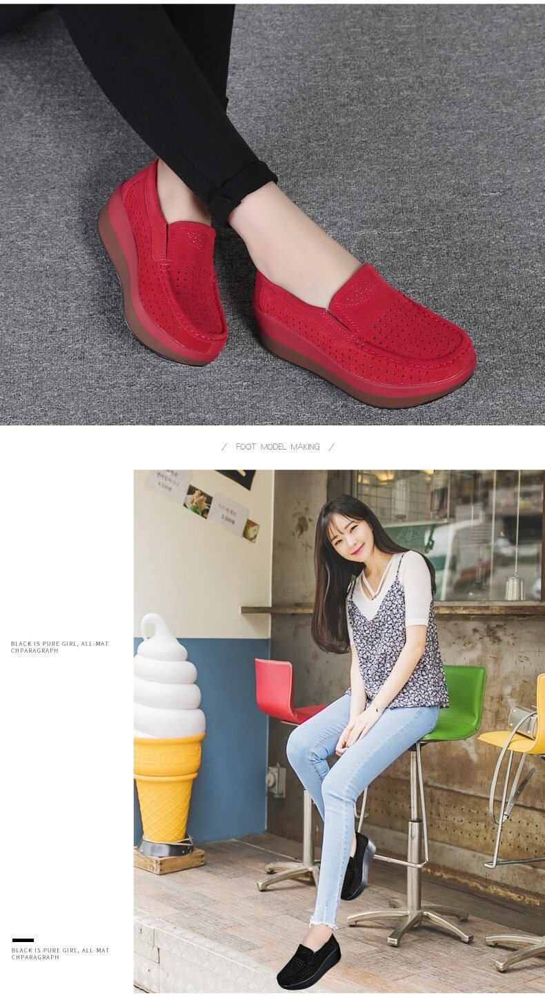 2020 Spring Women Shoes Platform Flats Sneakers Women Suede Leather Women Casual Shoes Slip On Flats Heels Creepers Moccasins