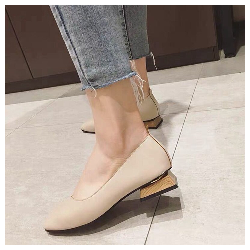 New Spring Flats Shoes Women Wooden Low Heel Ballet Square Toe Shallow Brand Shoe Slip On Loafer zapatos de mujer big size 35-41