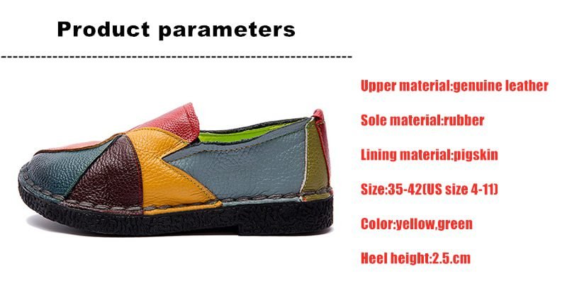 DONGNANFENG Women's Ladies Female Woman Mother Shoes Flats Genuine Leather Loafers Mixed Colorful Non Slip On Plus Size 35-42