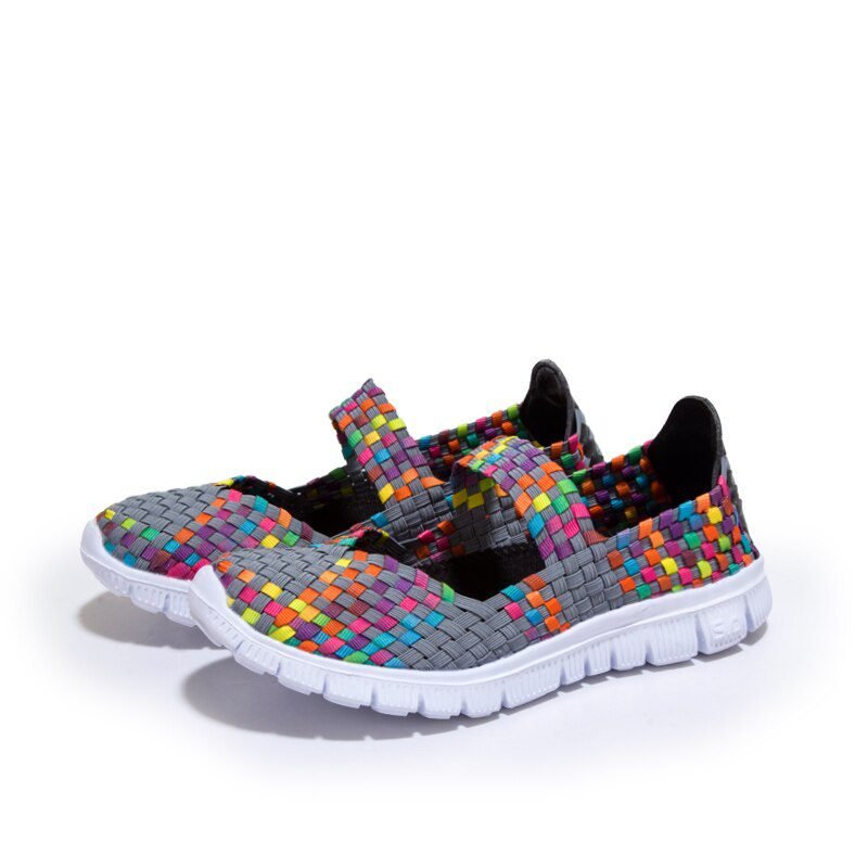 Women Shoes Lady Summer Slip On Flats Sneakers Breathable Lightweight Women Flat Shoes Manual Woven Shallow Women Casual Shoes