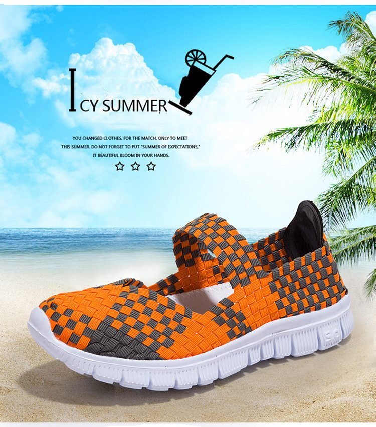 Women Shoes Lady Summer Slip On Flats Sneakers Breathable Lightweight Women Flat Shoes Manual Woven Shallow Women Casual Shoes
