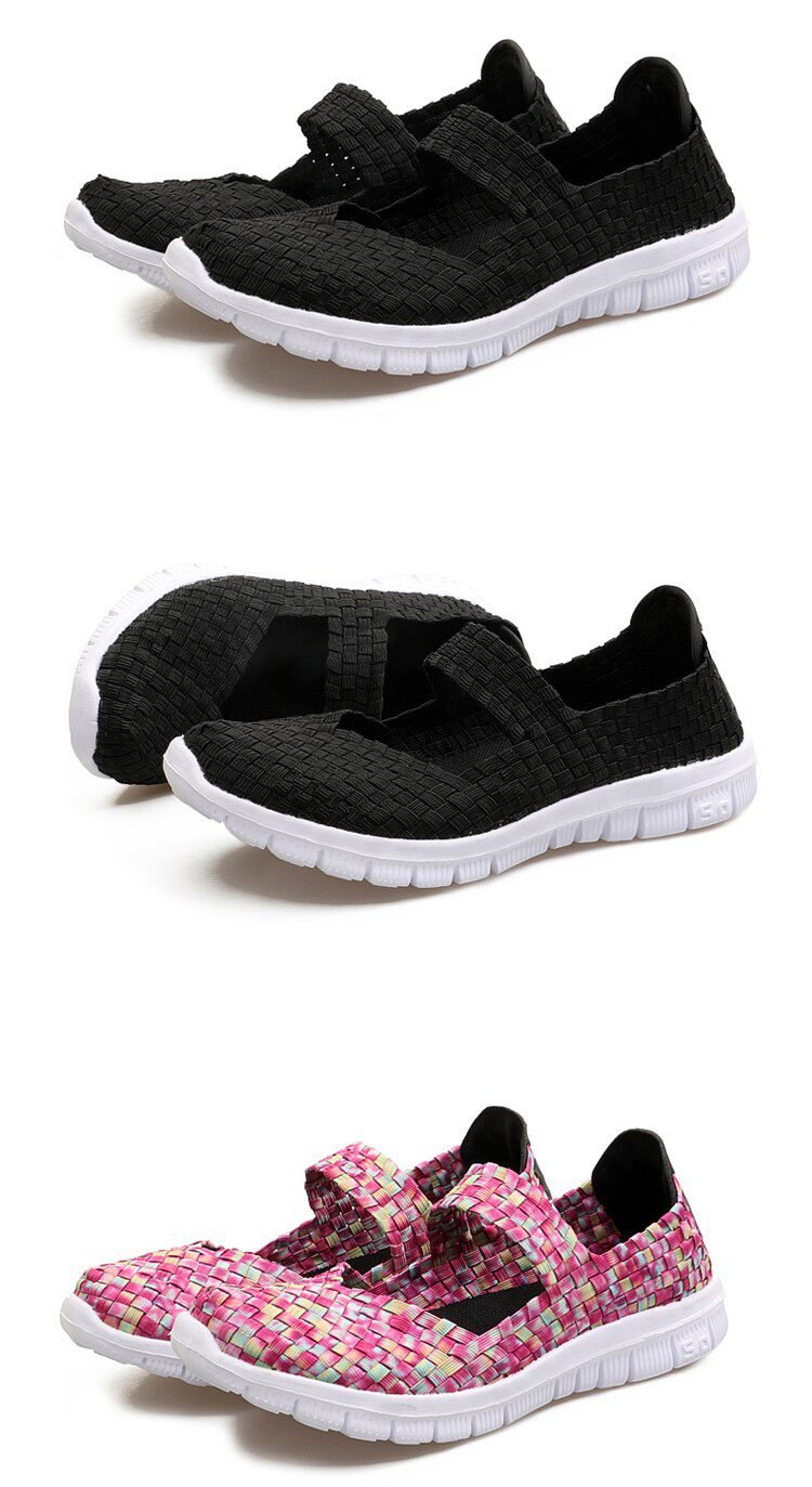 Women Shoes Lady Summer Slip On Flats Sneakers Breathable Lightweight Women Flat Shoes Manual Woven Shallow Women Casual Shoes