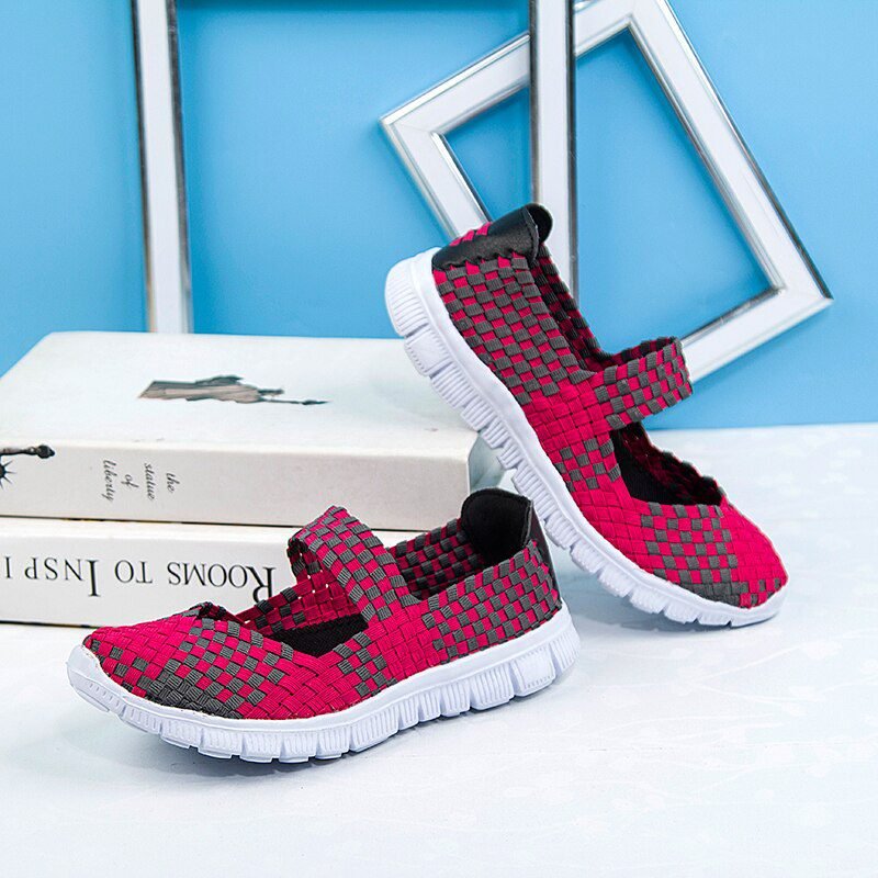 Women Shoes Lady Summer Slip On Flats Sneakers Breathable Lightweight Women Flat Shoes Manual Woven Shallow Women Casual Shoes