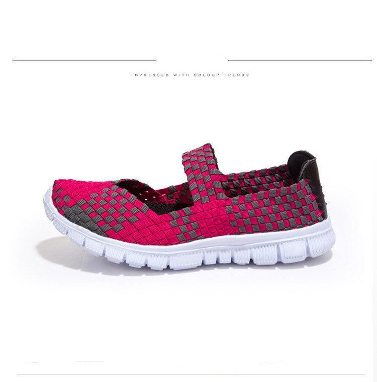 Women Shoes Lady Summer Slip On Flats Sneakers Breathable Lightweight Women Flat Shoes Manual Woven Shallow Women Casual Shoes