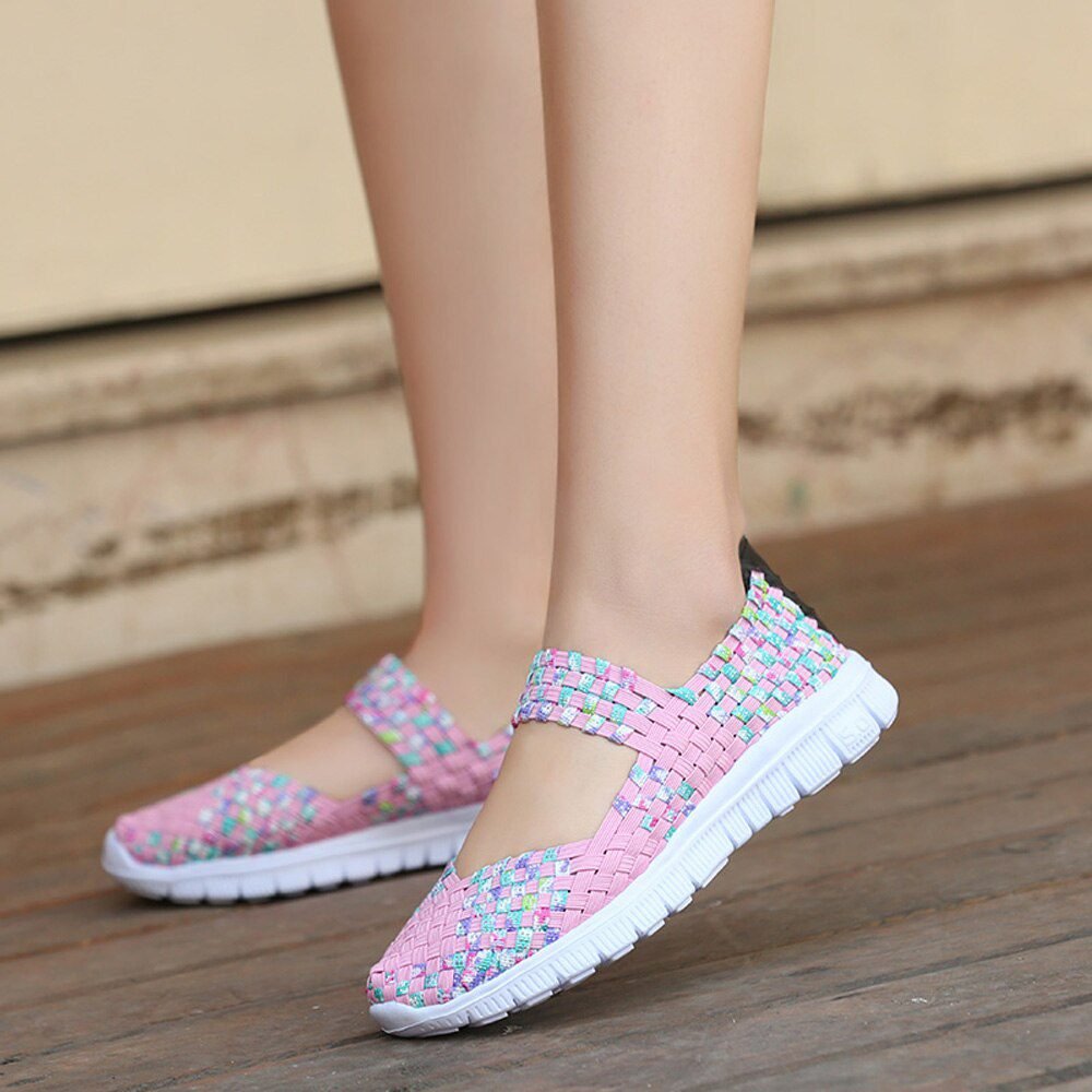 Women Shoes Lady Summer Slip On Flats Sneakers Breathable Lightweight Women Flat Shoes Manual Woven Shallow Women Casual Shoes
