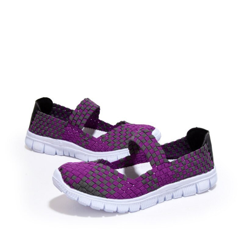 Women Shoes Lady Summer Slip On Flats Sneakers Breathable Lightweight Women Flat Shoes Manual Woven Shallow Women Casual Shoes