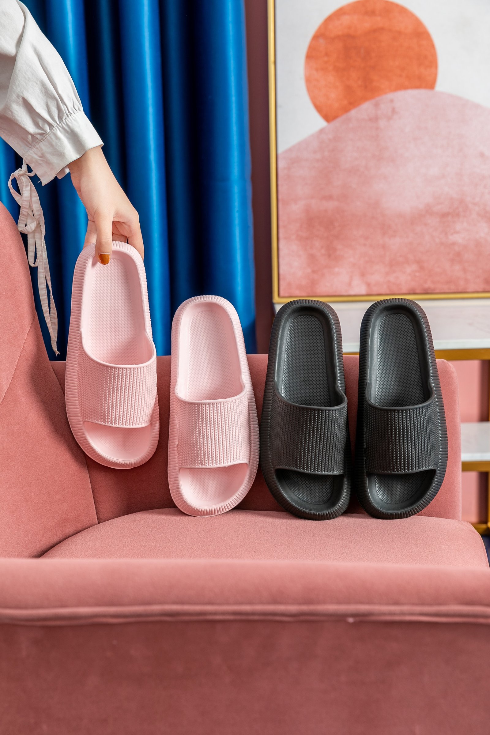 Women Thick Platform Slippers Summer Beach Eva Soft Sole Slide Sandals Leisure Men Ladies Indoor Bathroom Anti-slip Shoes