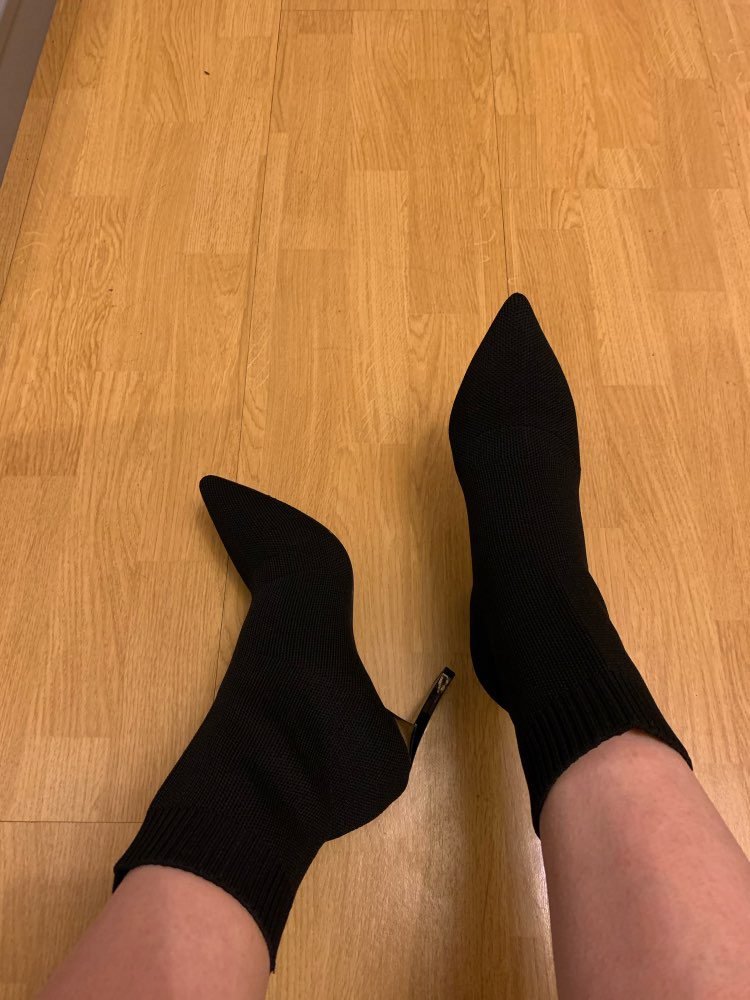 Aphixta Metal Blade Heels Socks Boots Women Stretch Fabric Elastic Stilettos Heel Pointed Toe Ankle Boots Shoes Woman Boats