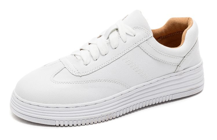 Fashion White Split Leather Women Chunky Sneakers White Shoes Lace Up Tenis Feminino Zapatos De Mujer Platform Women Casual Shoe