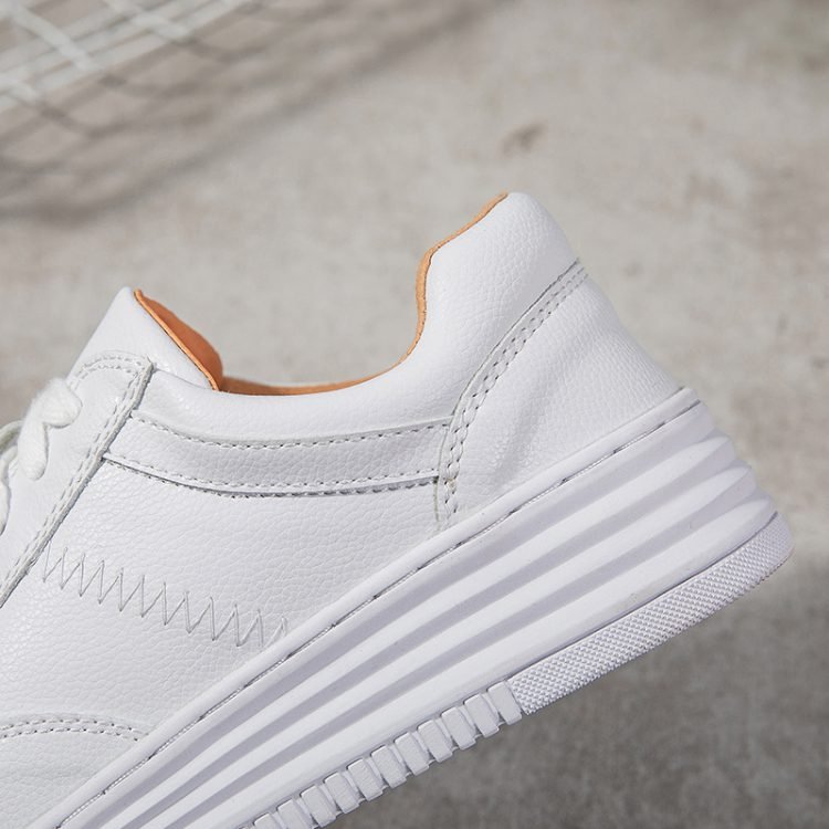 Fashion White Split Leather Women Chunky Sneakers White Shoes Lace Up Tenis Feminino Zapatos De Mujer Platform Women Casual Shoe