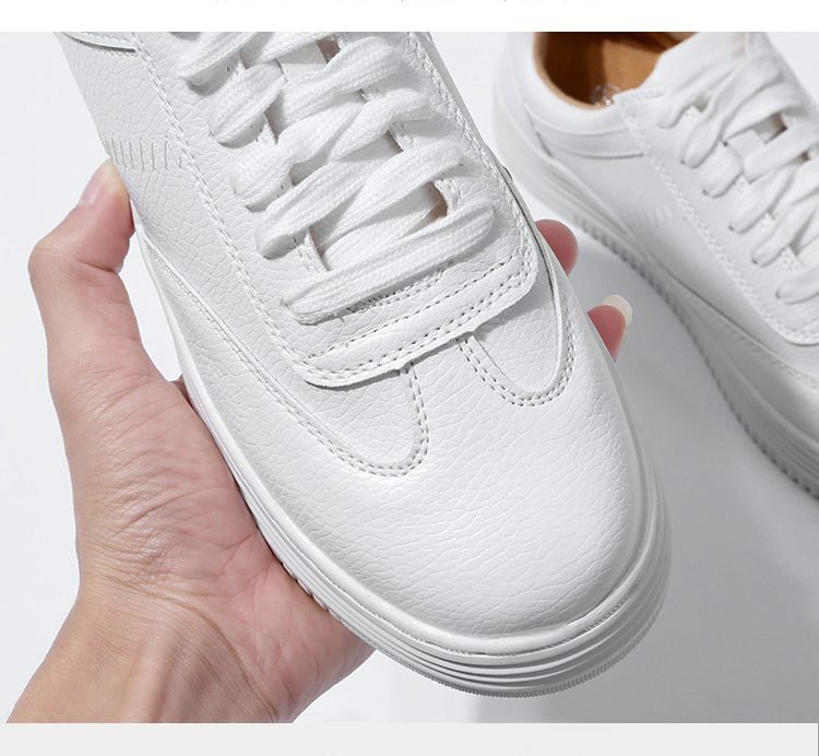 Fashion White Split Leather Women Chunky Sneakers White Shoes Lace Up Tenis Feminino Zapatos De Mujer Platform Women Casual Shoe