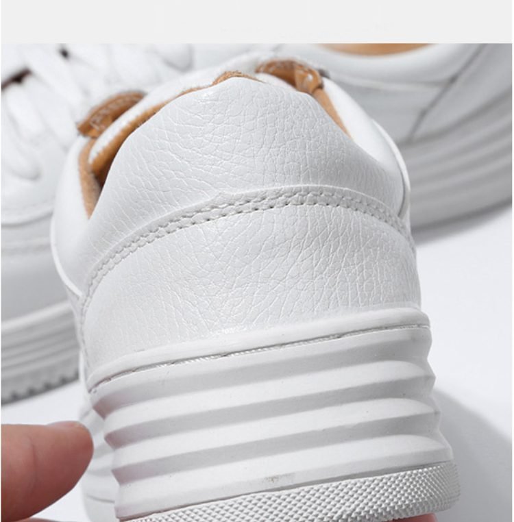 Fashion White Split Leather Women Chunky Sneakers White Shoes Lace Up Tenis Feminino Zapatos De Mujer Platform Women Casual Shoe