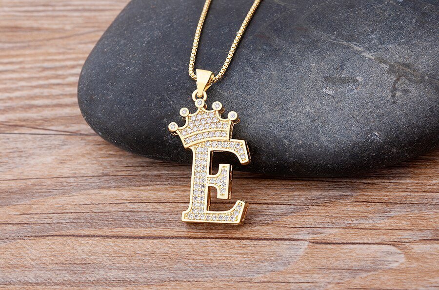 New Luxury Copper Zircon A-Z Crown Alphabet Pendant Chain Necklace Punk Hip-Hop Style Fashion Woman Man Initial Name Jewelry
