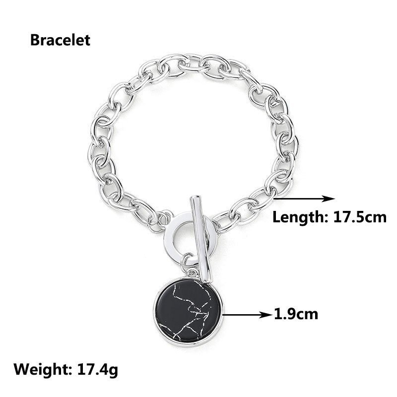 KMVEXO Minimalist Casual Neck Chain Necklaces for Women Round Marble Pendants Hiphop Female Fashion Jewelry Necklace Naszyjnik