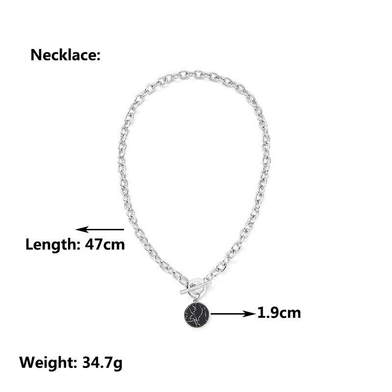 KMVEXO Minimalist Casual Neck Chain Necklaces for Women Round Marble Pendants Hiphop Female Fashion Jewelry Necklace Naszyjnik