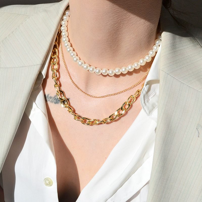 17KM Vintage Pearl Necklaces For Women Fashion Multi-layer Shell Knot Pearl Chain Necklace 2020 NEW Coin Cross Choker Jewelry