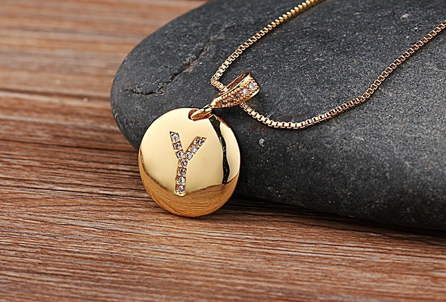 Top Quality Women Girls Initial Letter Necklace Gold 26 Letters Charm Necklaces Pendants Copper CZ Jewelry Personal Necklace