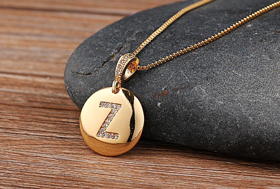 Top Quality Women Girls Initial Letter Necklace Gold 26 Letters Charm Necklaces Pendants Copper CZ Jewelry Personal Necklace