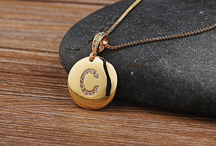 Top Quality Women Girls Initial Letter Necklace Gold 26 Letters Charm Necklaces Pendants Copper CZ Jewelry Personal Necklace