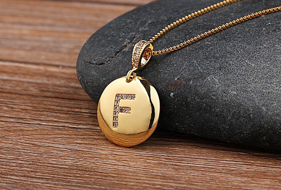 Top Quality Women Girls Initial Letter Necklace Gold 26 Letters Charm Necklaces Pendants Copper CZ Jewelry Personal Necklace
