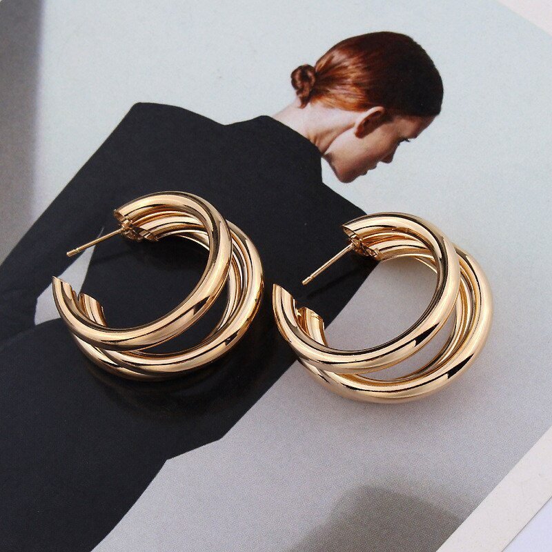 Minimalist Brand Hoop Circle Earring Woman 2020 New Vintage Gold Color korean Scrub Statement Big Earrings Accessories brincos