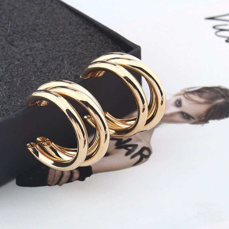 Minimalist Brand Hoop Circle Earring Woman 2020 New Vintage Gold Color korean Scrub Statement Big Earrings Accessories brincos