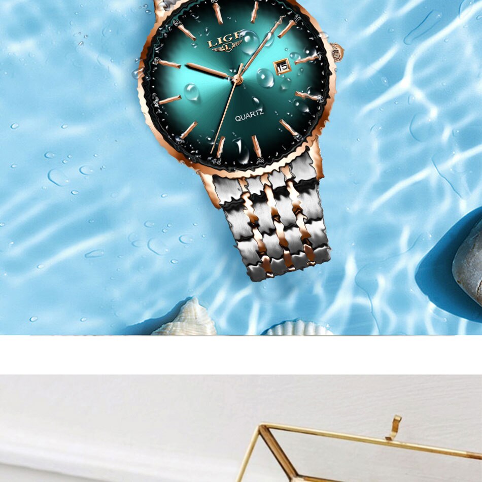 Waterproof Rose Gold Steel Strap Women Wrist Watches Mojitofashion 7214