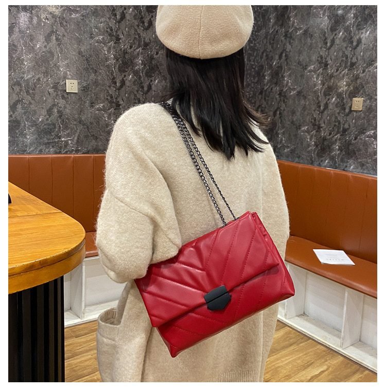 New Casual Chain Crossbody Bags For Women Fashion Simple Shoulder Bag Ladies Designer Handbags PU Leather Messenger Bags