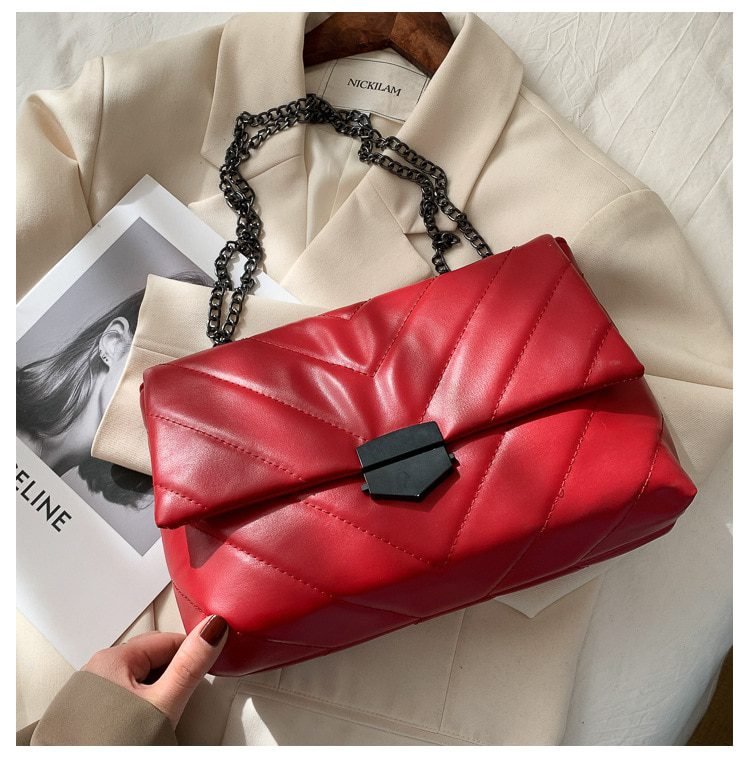 New Casual Chain Crossbody Bags For Women Fashion Simple Shoulder Bag Ladies Designer Handbags PU Leather Messenger Bags