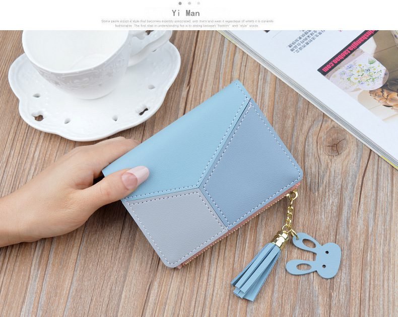 New Arrival Wallet Short Women Wallets Zipper Purse Patchwork Fashion Panelled Wallets Trendy Coin Purse Card Holder Leather
