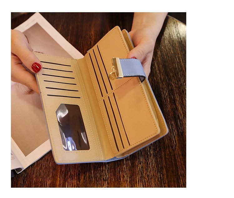 Women Wallet PU Leather Purse Female Long Wallet Gold Hollow Leaves Pouch Handbag For Women Coin Purse Card Holders Clutch