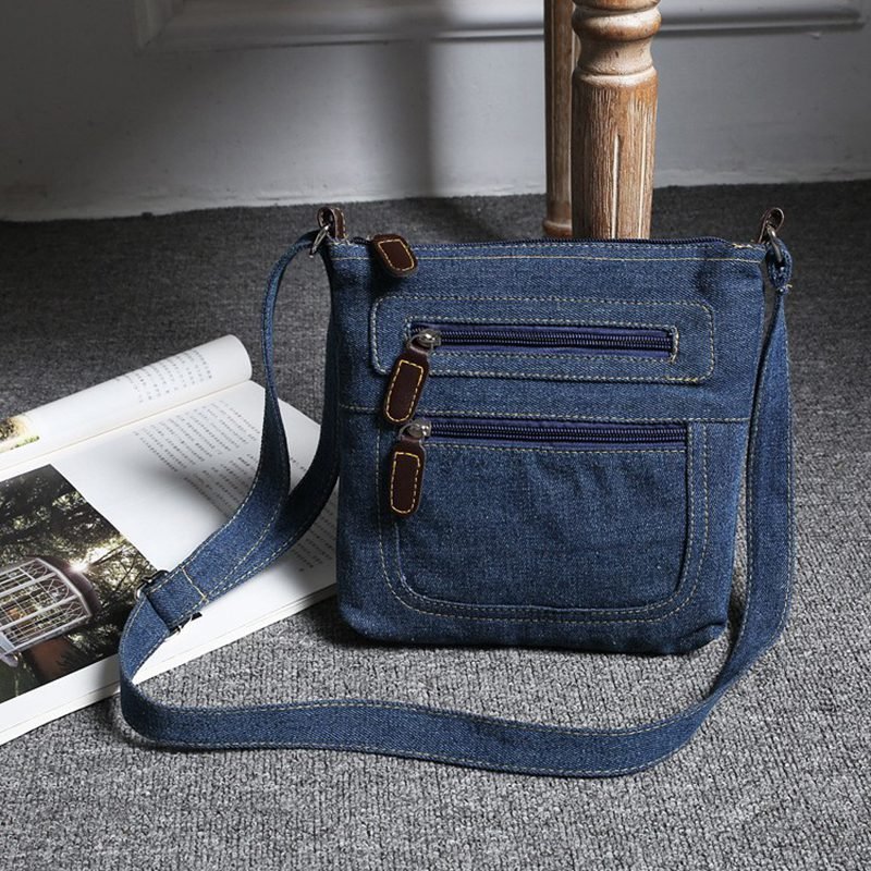Yogodlns Fashion blue denim shoulder bags women handbag classical messenger bag satchels ladies cross-body sling bag